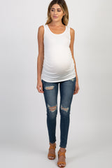 PinkBlush Ivory Ruched Maternity Tank Top