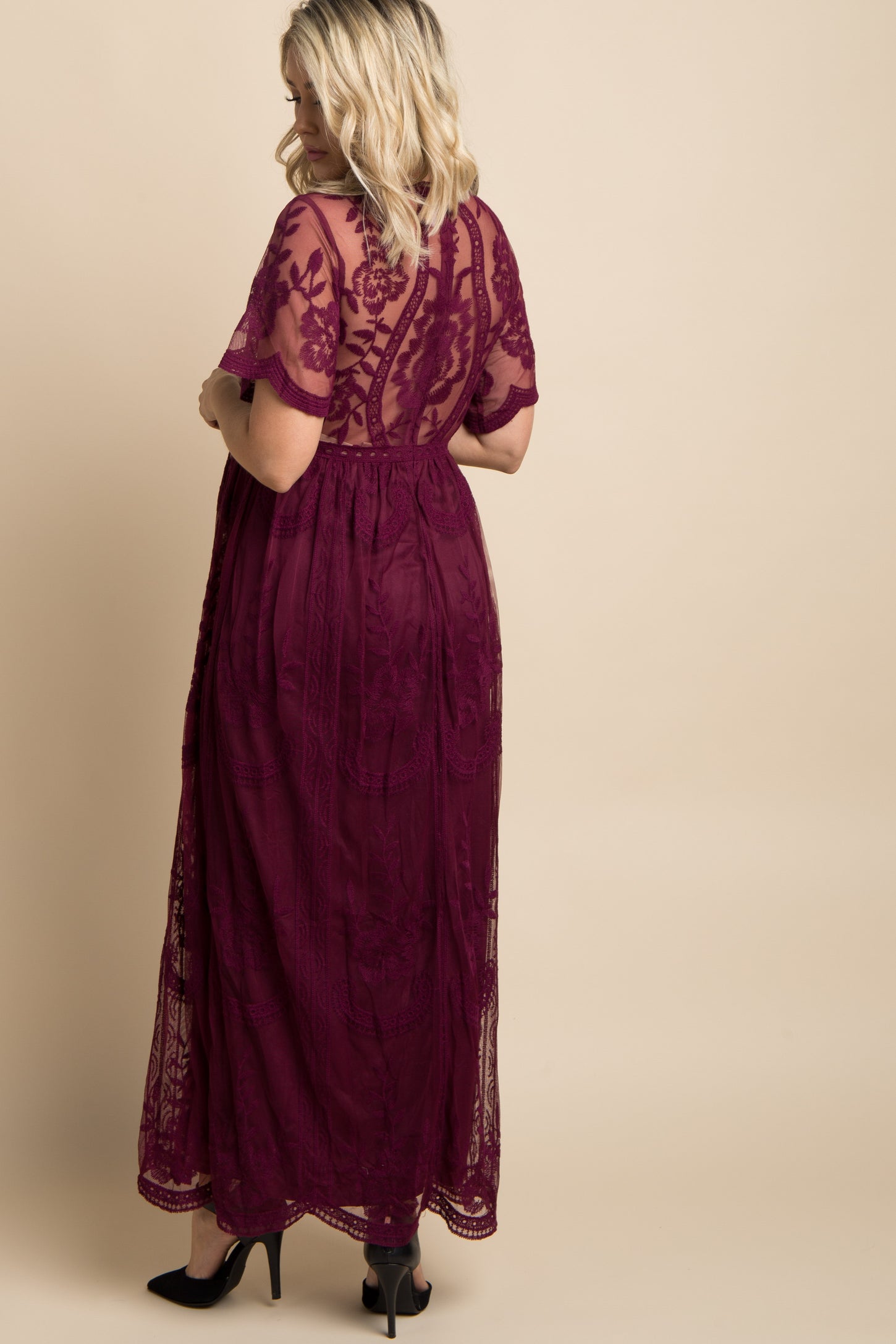 burgundy lace overlay dress Burgundy Sequin Mermaid Gown: Floral Lace Appliqu Evening Dress
