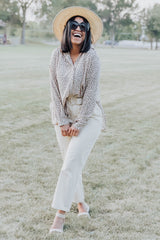 Beige Polka Dot Chiffon Maternity Blouse