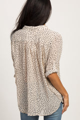 Beige Polka Dot Chiffon Maternity Blouse