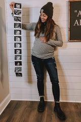 PinkBlush Navy Blue Distressed Maternity Jeans