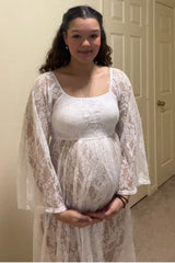 PinkBlush White Lace Off Shoulder Maternity Photoshoot Gown/Dress