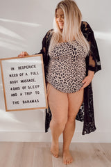 PinkBlush Beige Cheetah Print One-Piece Maternity Swimsuit