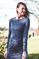 PinkBlush Heather Navy Suede Elbow Patch Sleeve Maternity Dress