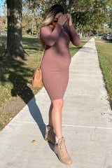Mauve Knit Long Sleeve Maternity Dress