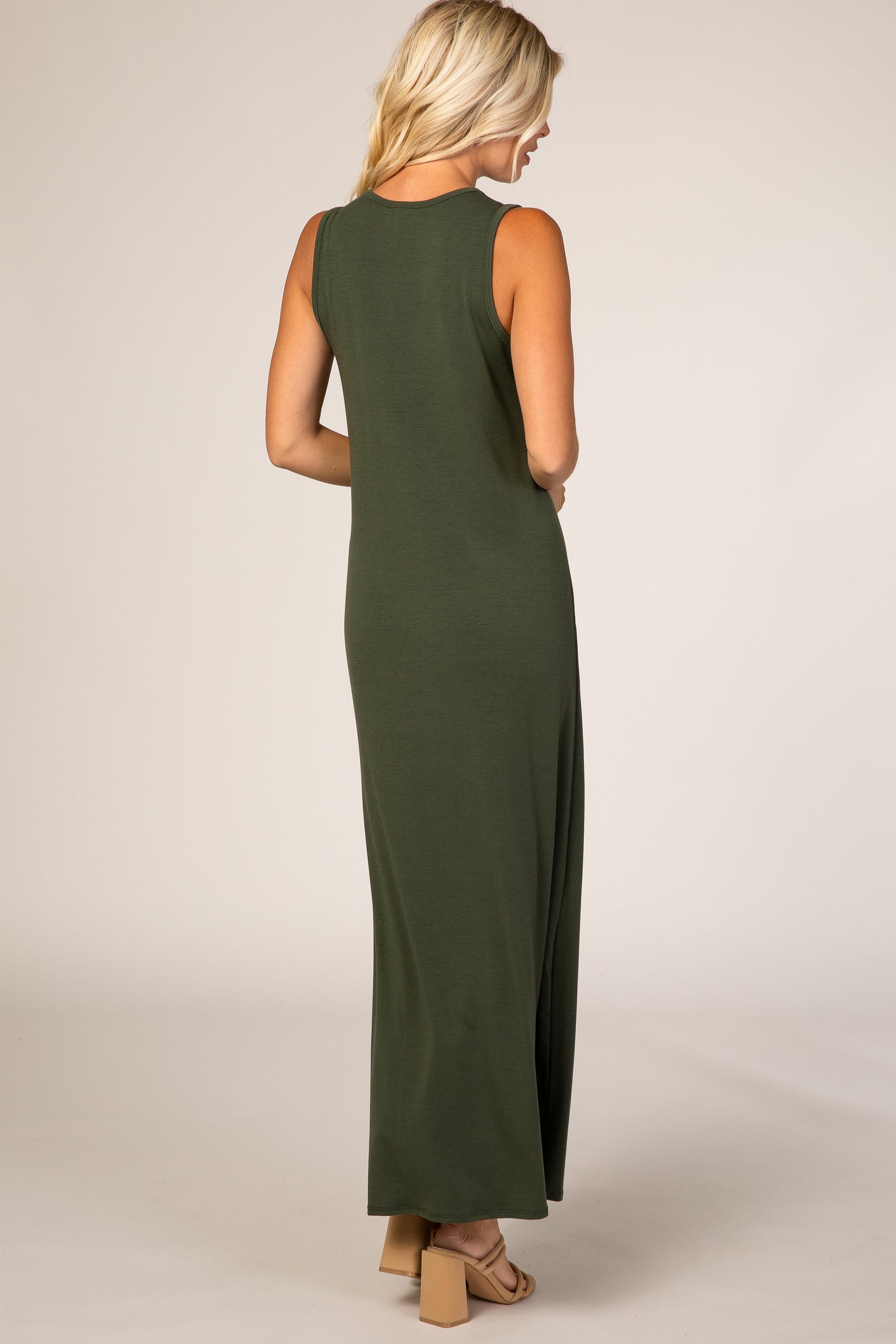 Olive Side Slit Maxi Dress