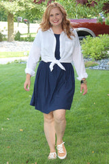 Navy Swiss Dot Short Sleeve Dress