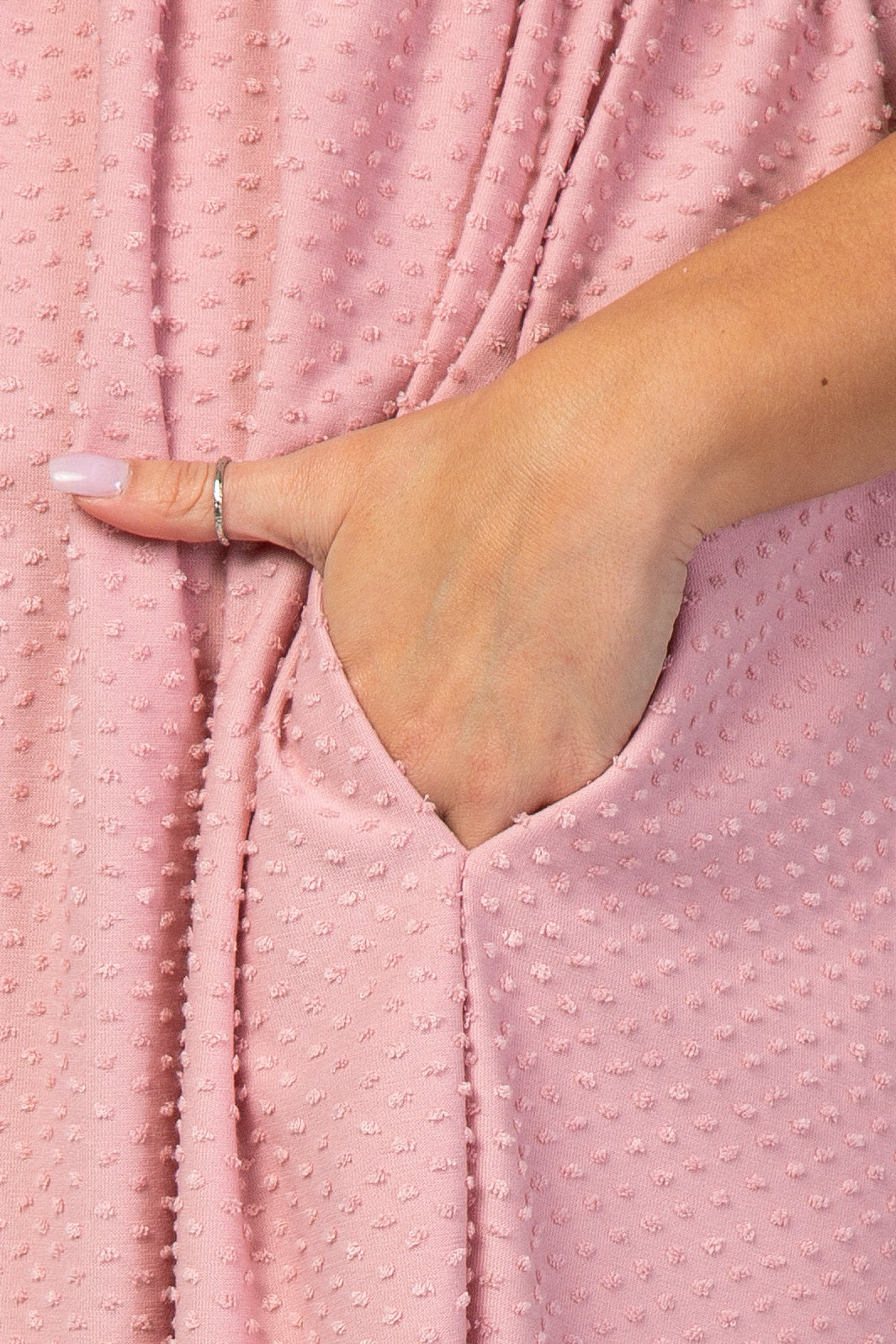 Pink Swiss Dot Short Sleeve Maternity Dress