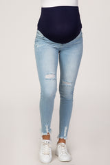 PinkBlush Light Wash Distressed Denim Maternity Jeans