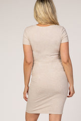 Taupe Ribbed Maternity Dress