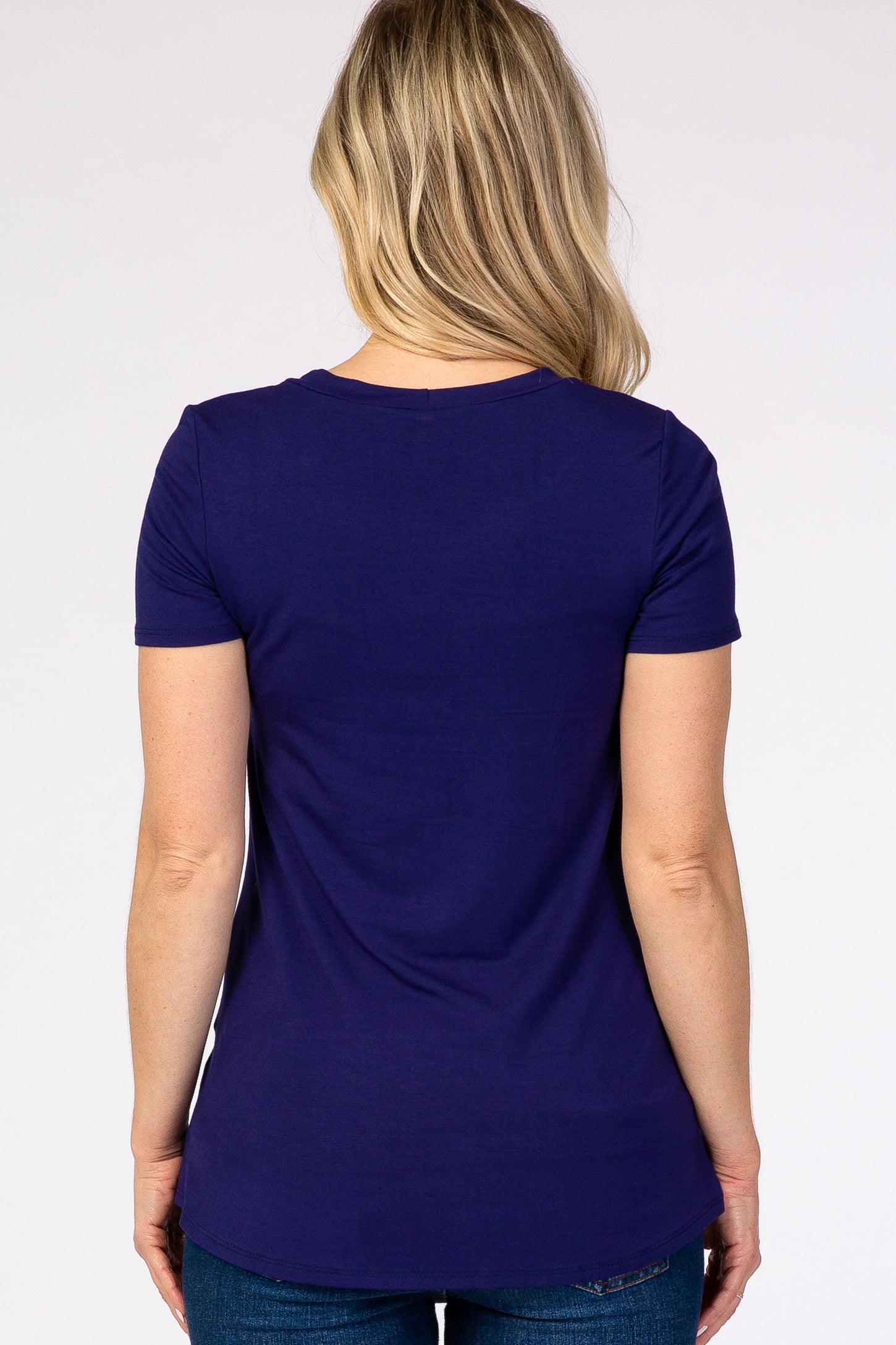 Navy Layered Wrap Front Maternity Nursing Top