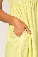 Neon Yellow Swiss Dot Short Sleeve Dress