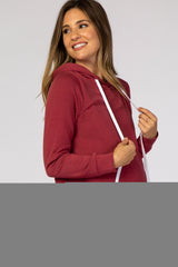 Red Layered Front Maternity/Nursing Fleece Hoodie