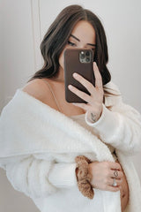 Ivory Fuzzy Hooded Long Sleeve Maternity Jacket