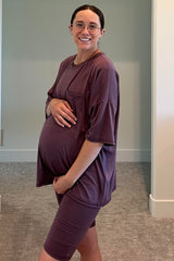 Purple Biker Short Maternity Sleep Set