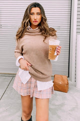 Mocha Funnel Neck Dolman Sleeve Sweater