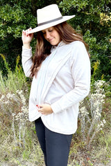 Light Taupe Layered Front Maternity/Nursing Fleece Hoodie