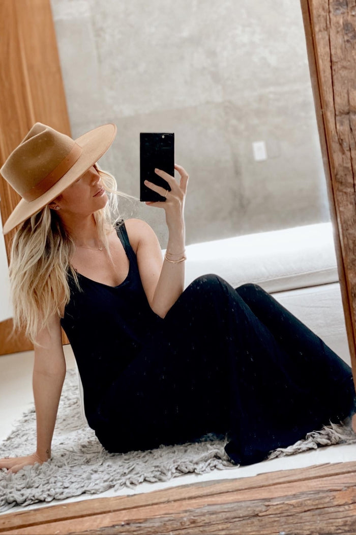 Black Cross Back Wide Leg Jumpsuit