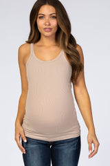 Taupe Ribbed Maternity Tank Top