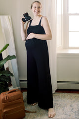 Black Sleeveless Wide Leg Maternity Jumpsuit