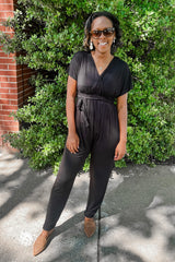 Black Wrap Tie Jumpsuit