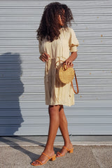 Cream Smocked Tiered Dress