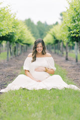 Cream Off Shoulder Ruffle Tiered Maternity Maxi Dress