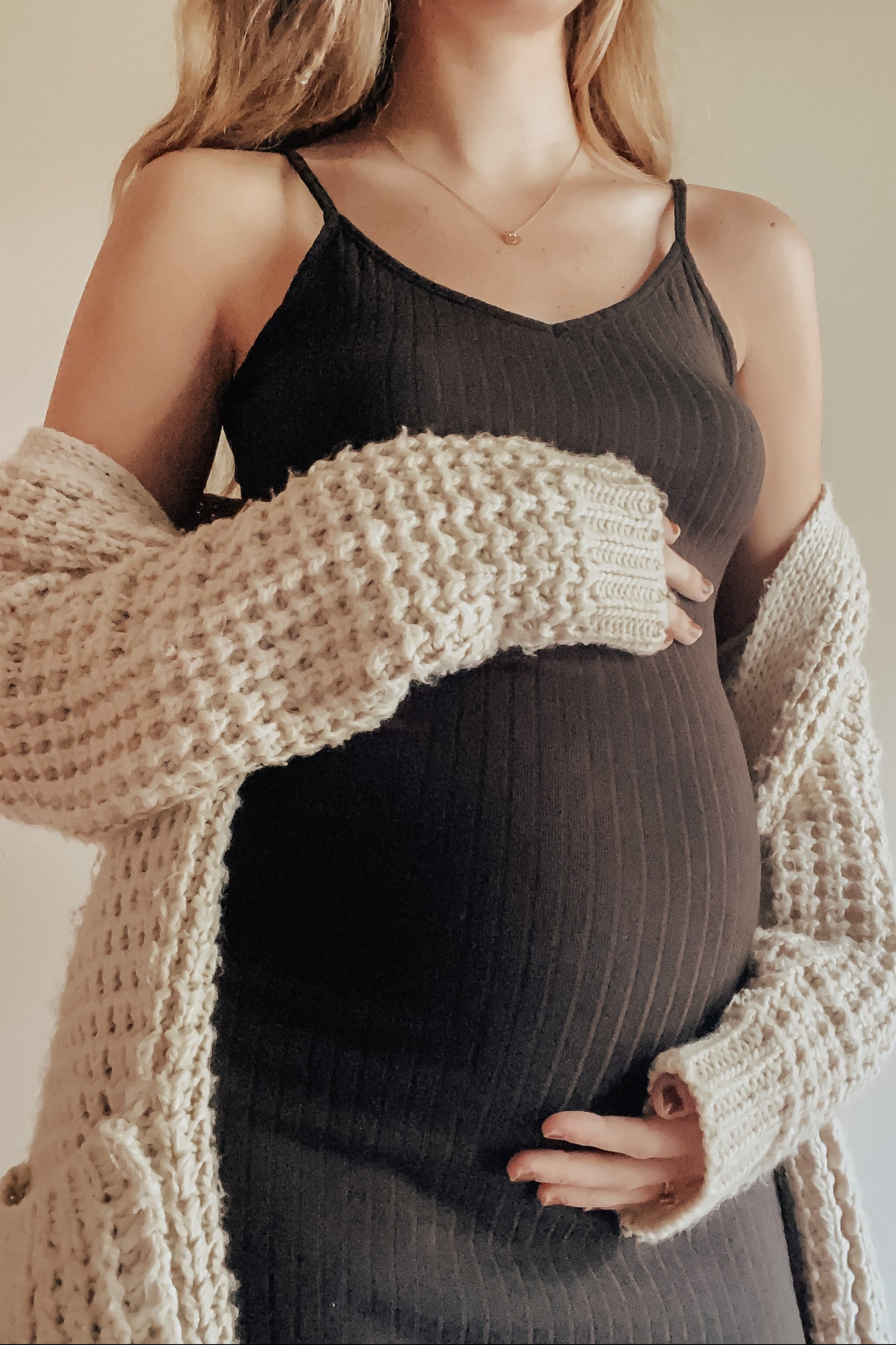 Black Ribbed Side Slit Maternity Maxi Dress