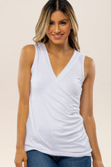 White Crossover Ruched Nursing Tank
