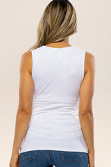 White Crossover Ruched Nursing Tank