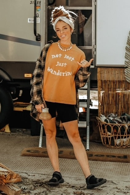 Taupe Black Plaid Button Down Top