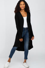 Black Button Front Knit Cardigan