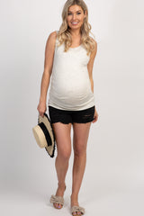 PinkBlush Black Distressed Raw Hem Maternity Jean Shorts