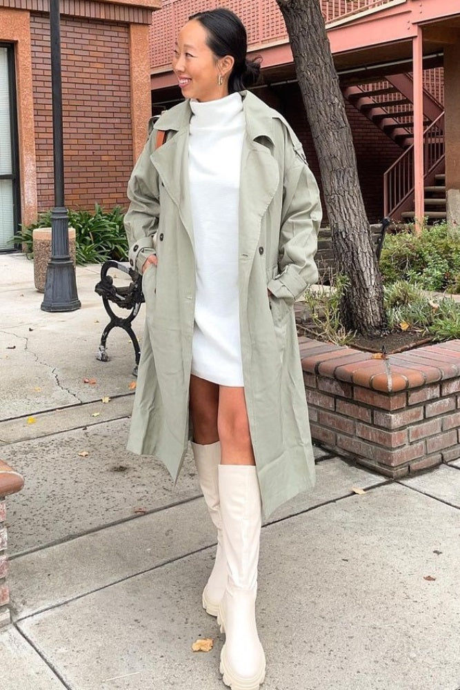 Cream Funnel Neck Dolman Sleeve Mini Dress