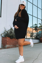 Black Funnel Neck Dolman Sleeve Maternity Mini Dress