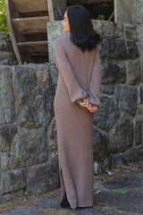 Taupe Side Slit Maxi Sweater Dress