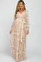 Taupe Floral Chiffon Maternity Maxi Dress