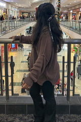 Brown Exposed Seam Side Slit Sweater