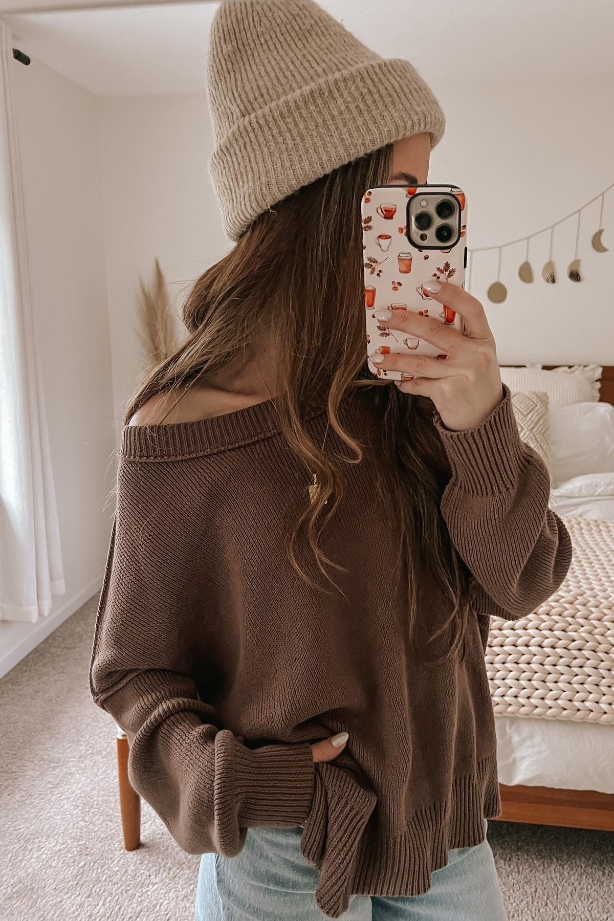 Brown Exposed Seam Side Slit Sweater