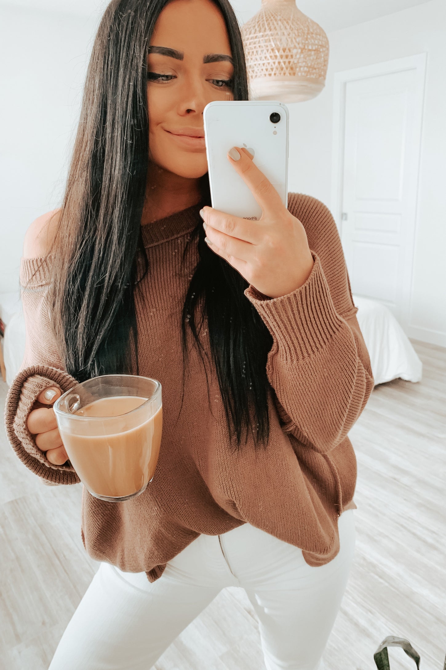 Brown Exposed Seam Side Slit Sweater