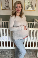 Heather Grey Soft Knit Ruched Maternity Top