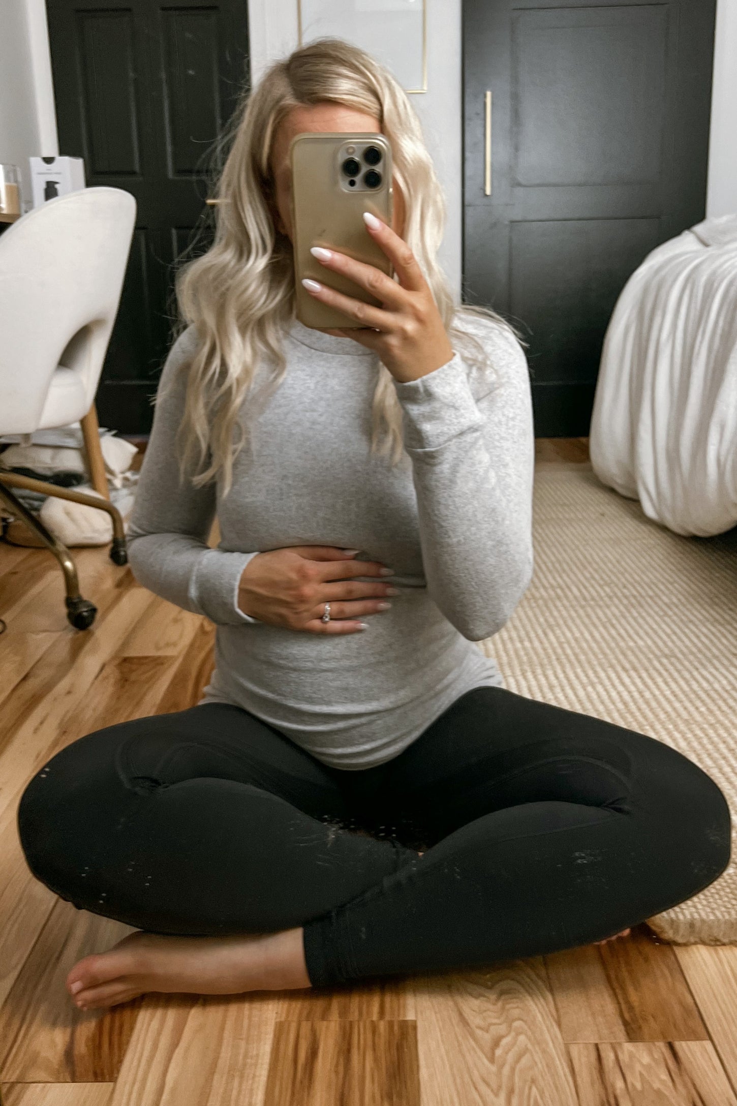 Heather Grey Soft Knit Ruched Maternity Top