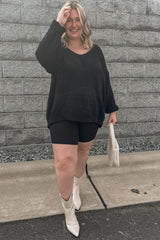 Black V-Neck Soft Sweater