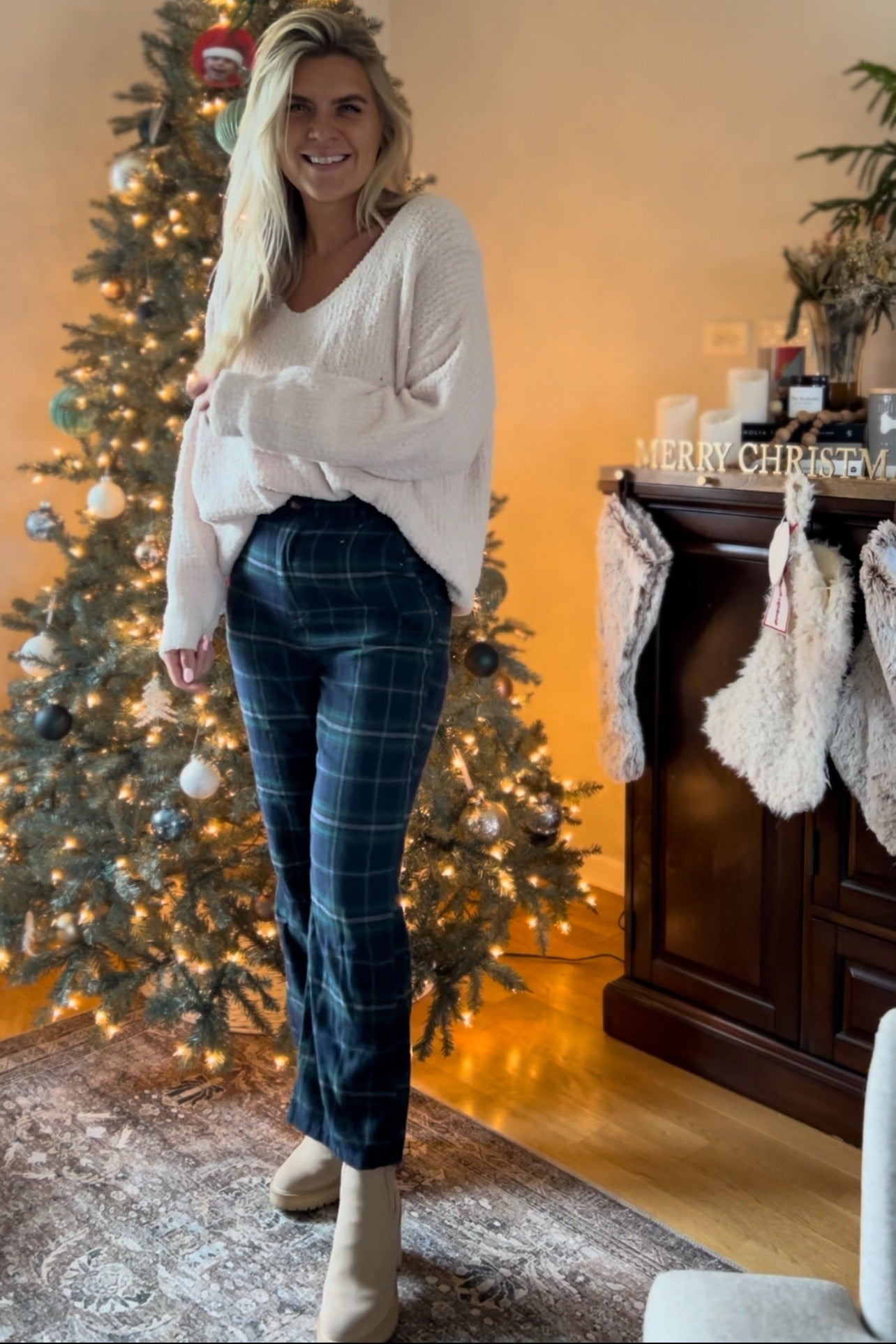 Beige V-Neck Soft Sweater