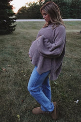 Blue Straight Leg Frayed Hem Maternity Jeans