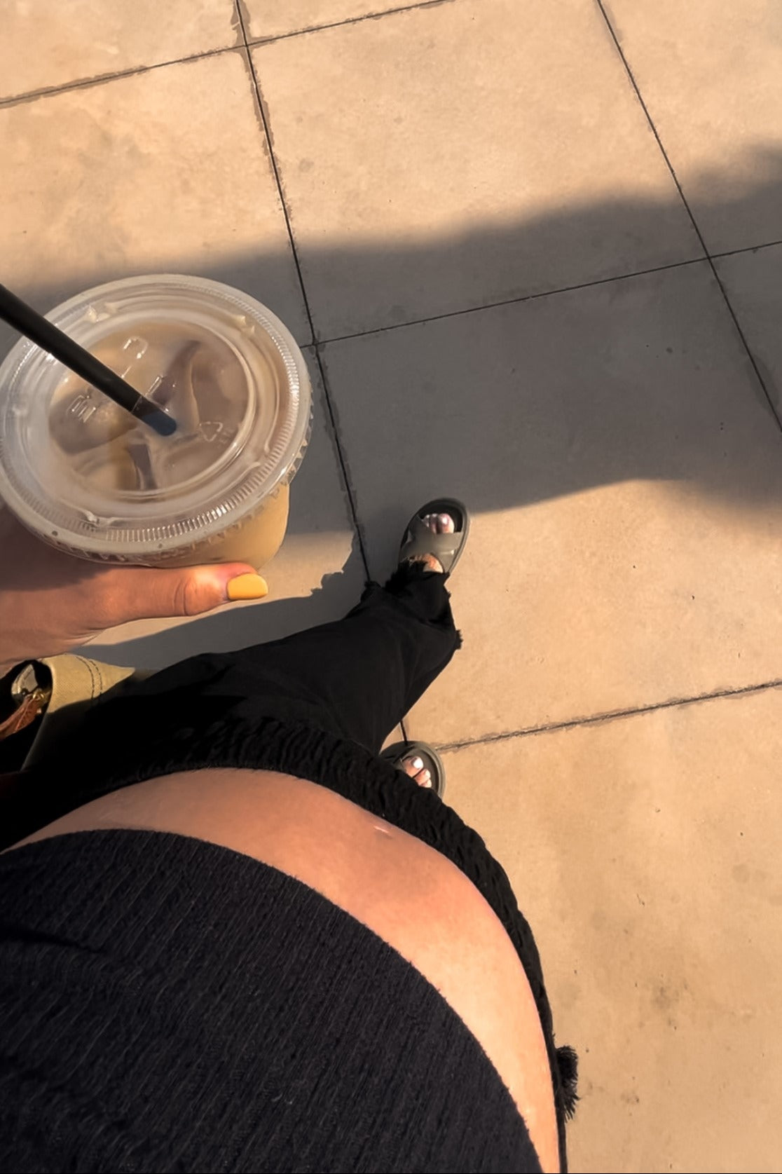 Black Linen Frayed Hem Crop Maternity Pants