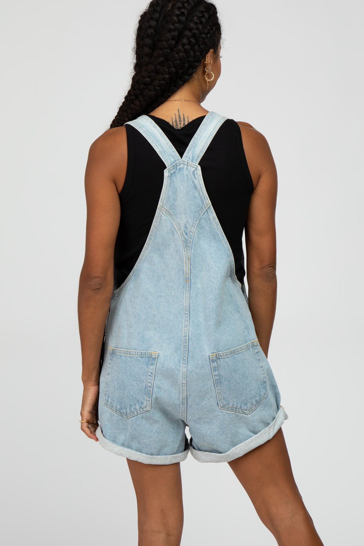 Light Blue Denim Short Overalls