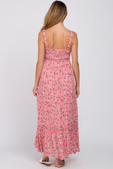 Pink Floral Maternity Maxi Dress