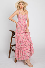 Pink Floral Maternity Maxi Dress