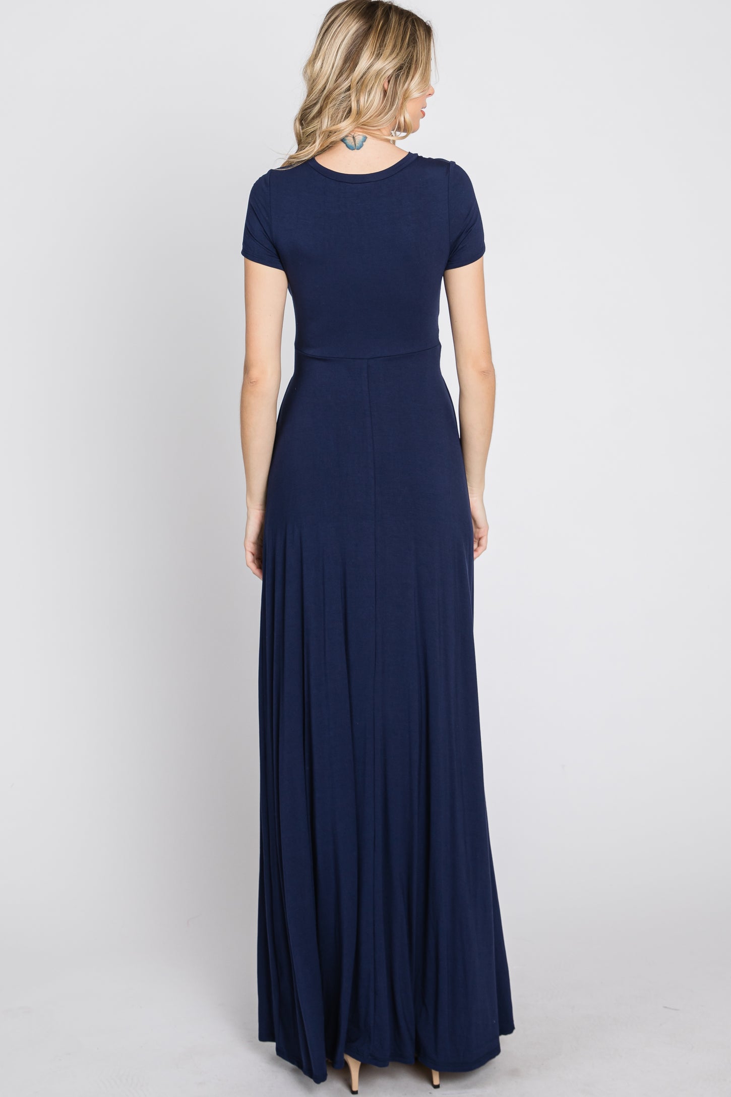 Navy Twist Front Maxi Dress